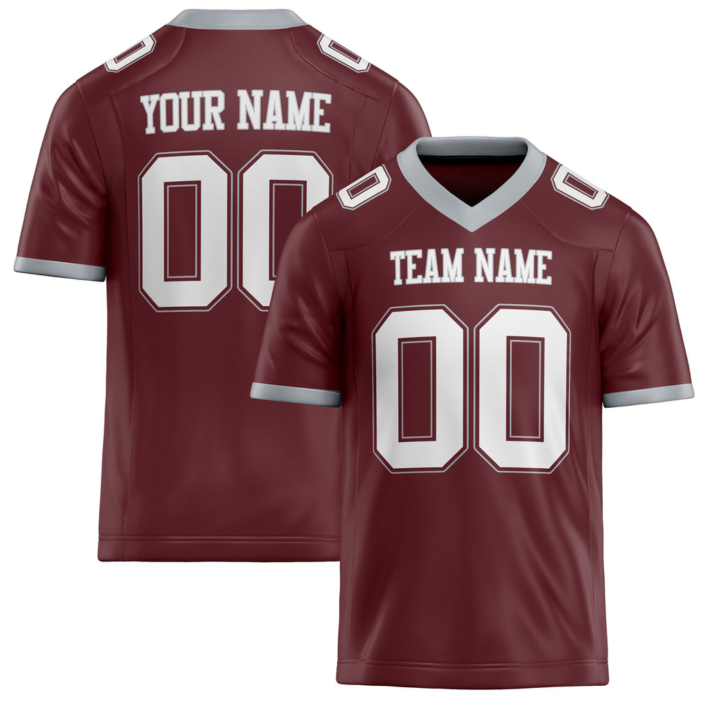 Personalized Burgundy White Solid Colour Football Jersey FT02240730BU061