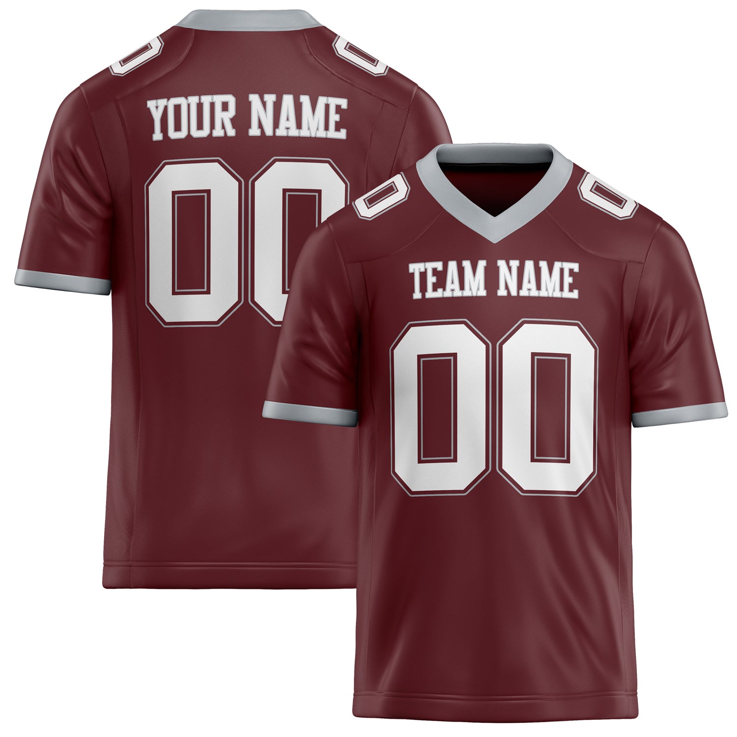 Personalized Burgundy White Solid Colour Football Jersey FT02240730BU061