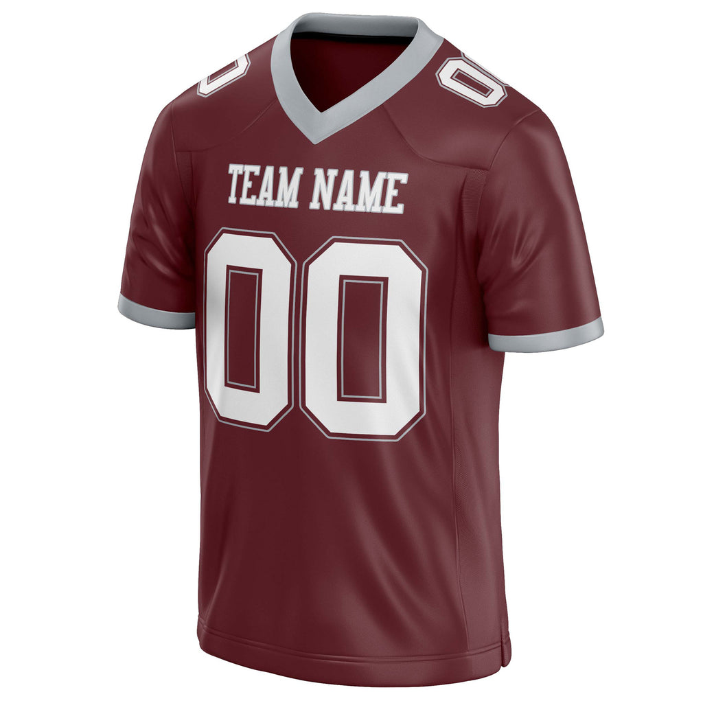 Personalized Burgundy & White Solid Colour Football Jersey