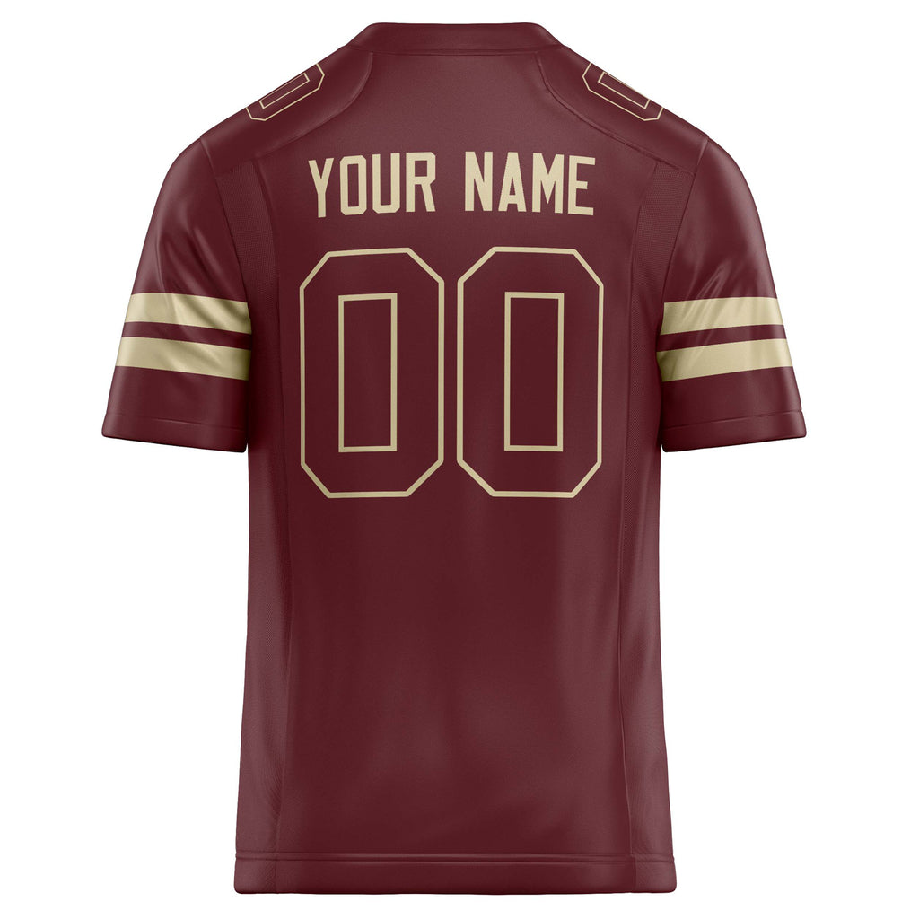 Personalized Burgundy & cream Solid Colour Football Jersey