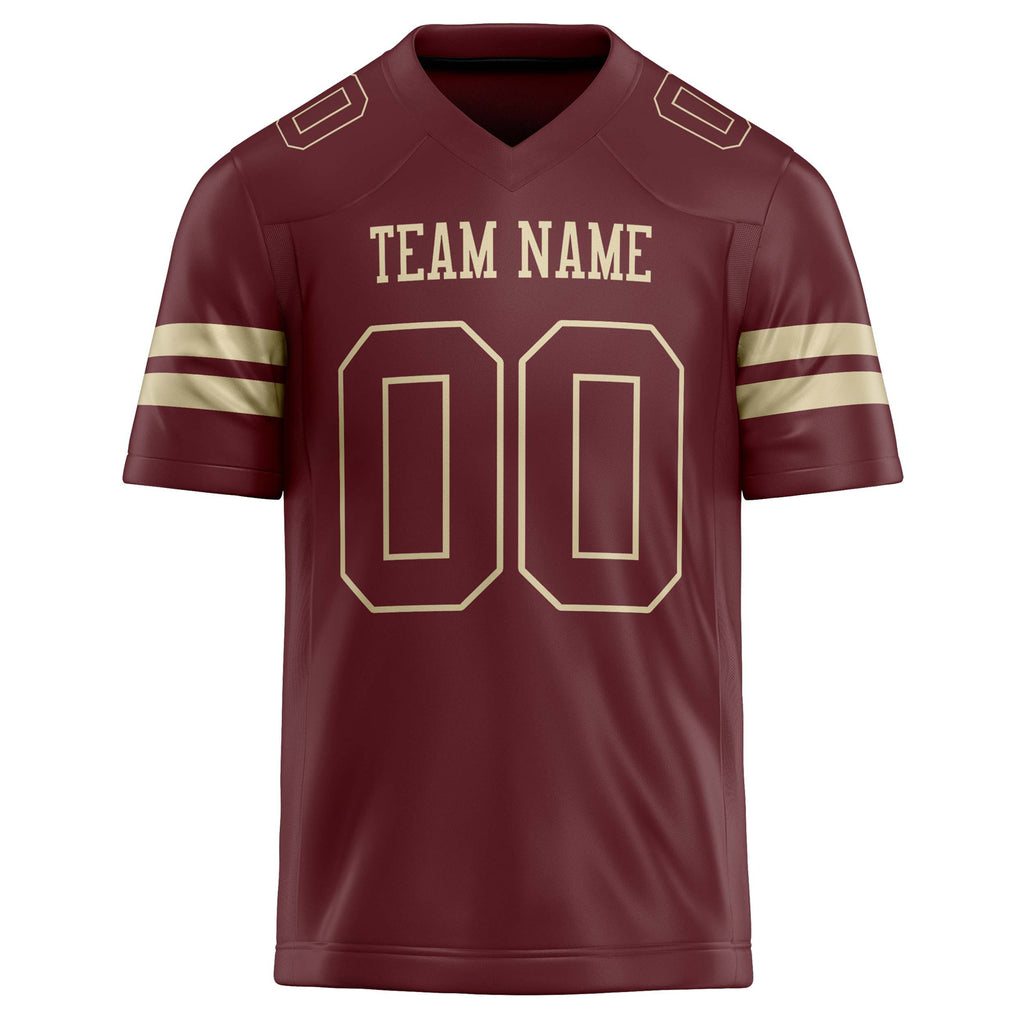 Personalized Burgundy & cream Solid Colour Football Jersey
