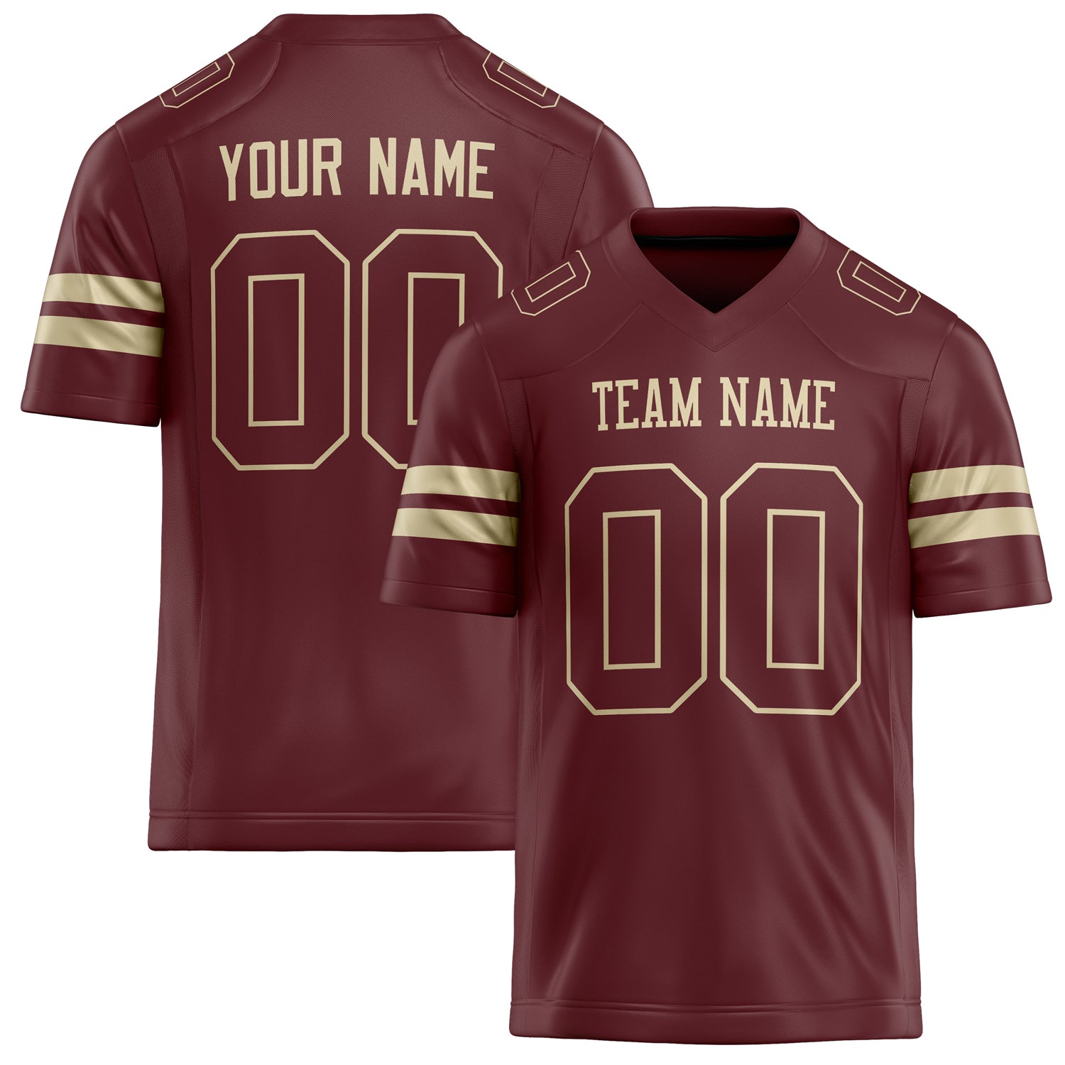 Personalized Burgundy cream Solid Colour Football Jersey FT02240730BU062