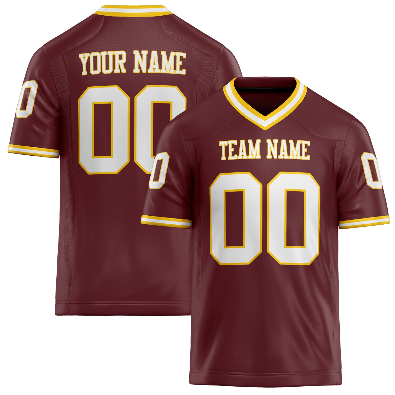 Personalized Burgundy White Solid Colour Football Jersey FT02240730BU063