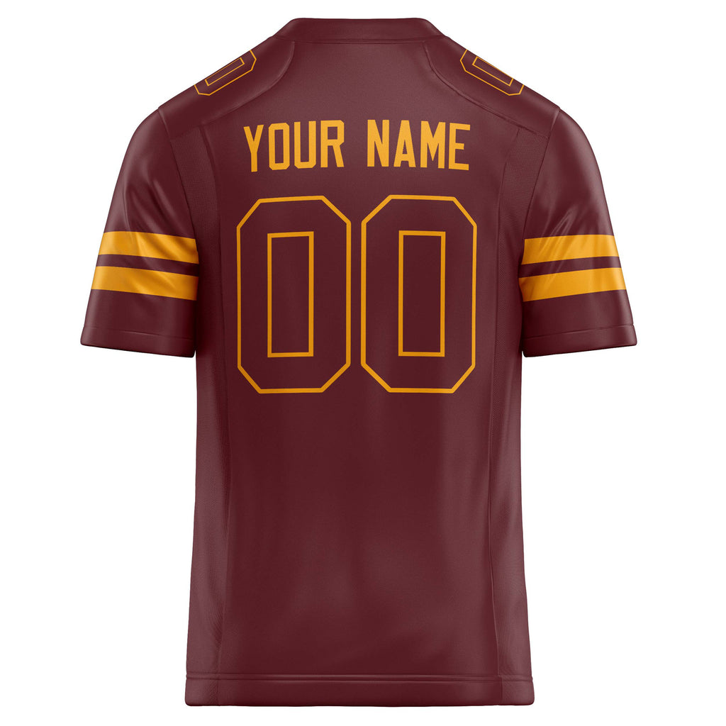Personalized Burgundy & gold Solid Colour Football Jersey