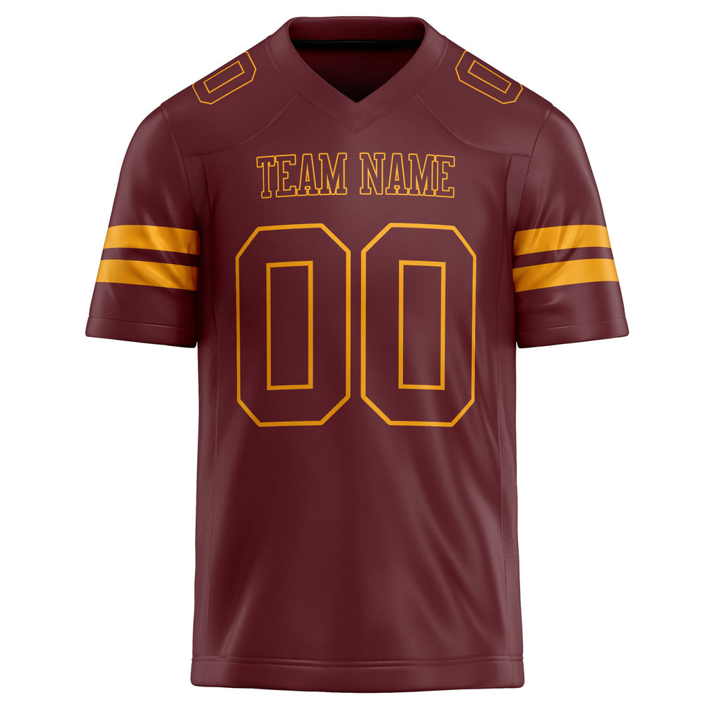 Personalized Burgundy & gold Solid Colour Football Jersey