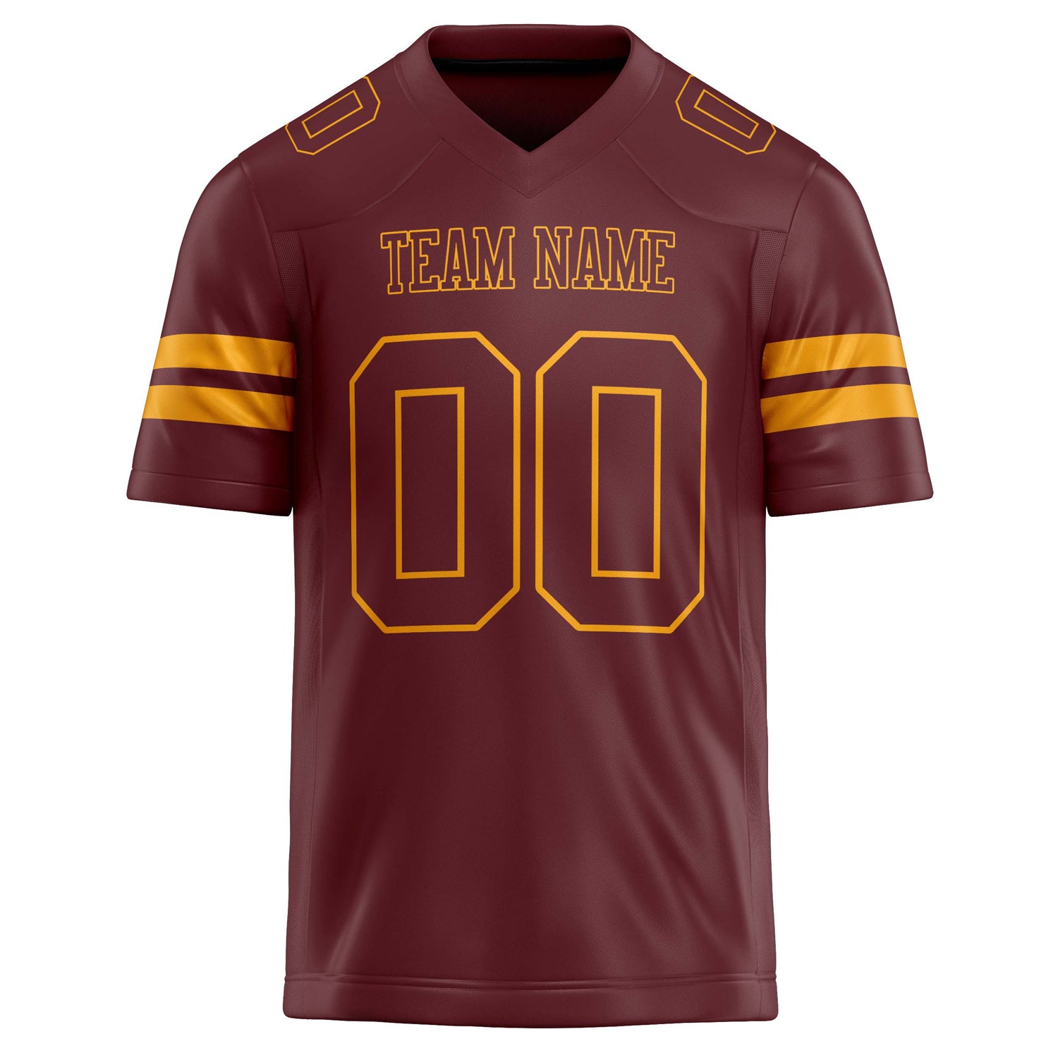 Personalized Burgundy & gold Solid Colour Football Jersey