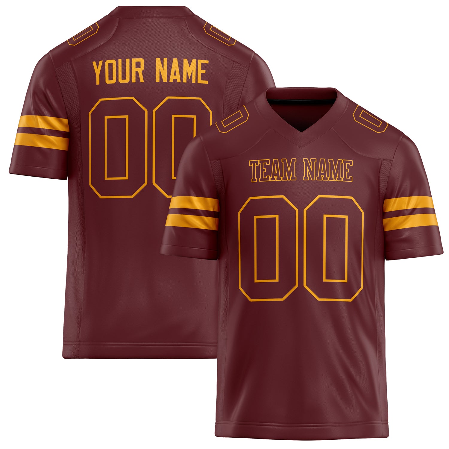 Personalized Burgundy gold Solid Colour Football Jersey FT02240730BU065