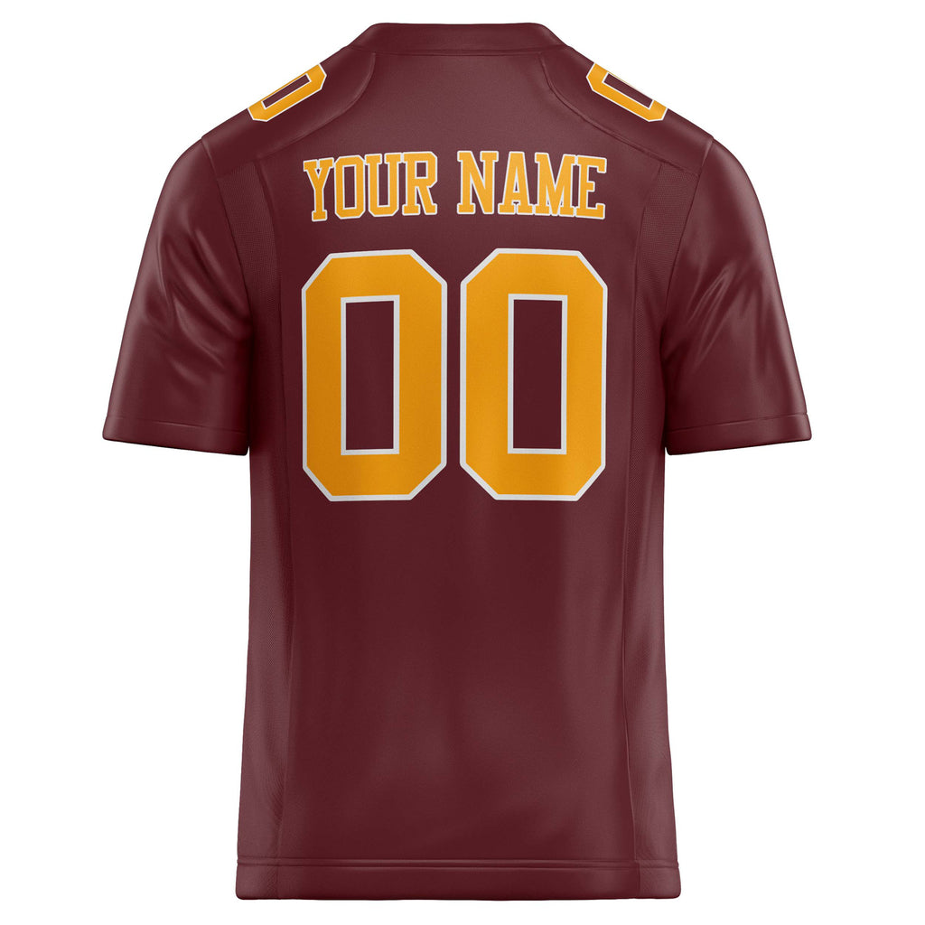 Personalized Burgundy & gold Solid Colour Football Jersey