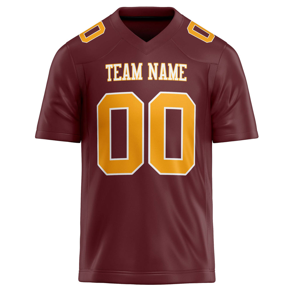 Personalized Burgundy & gold Solid Colour Football Jersey