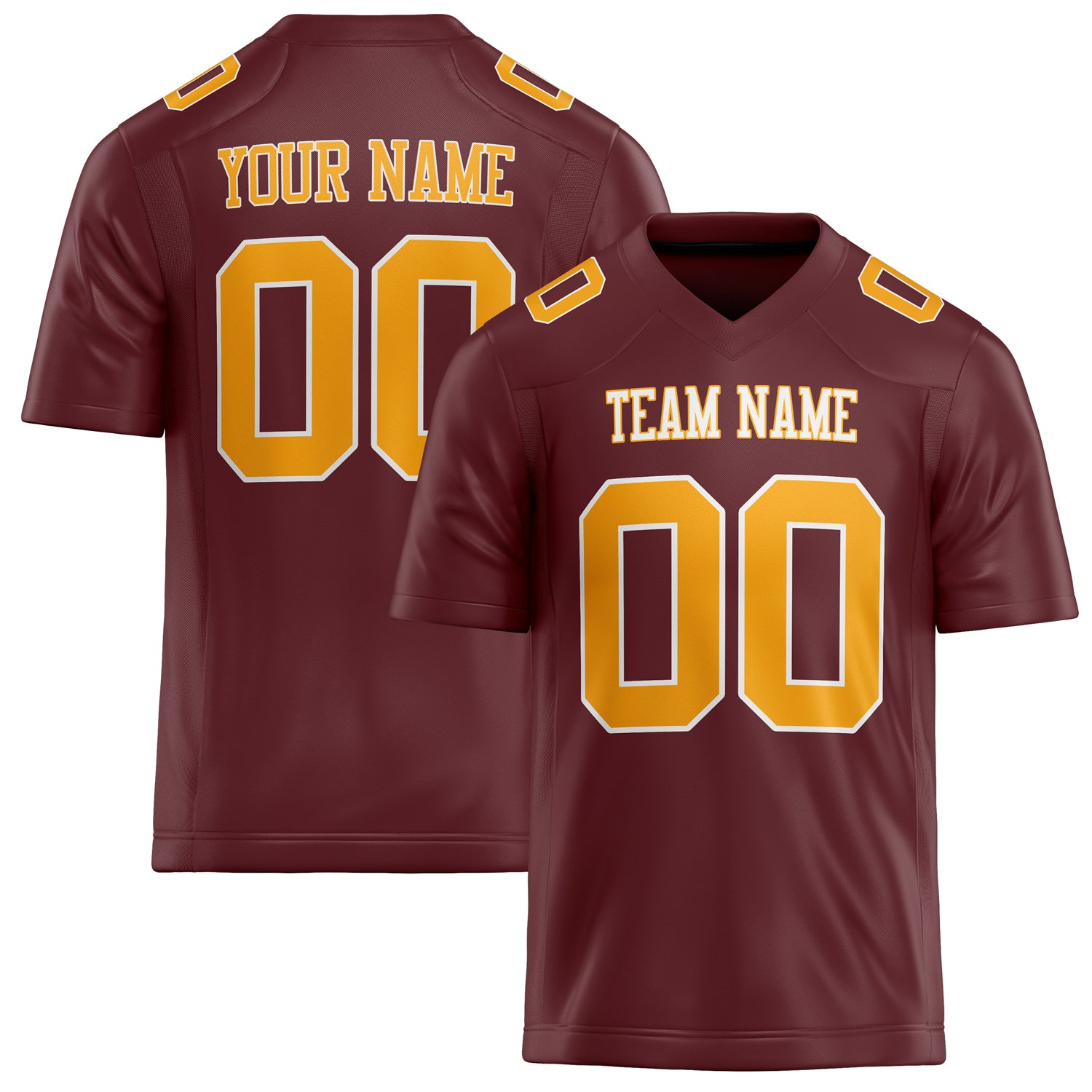 Personalized Burgundy gold Solid Colour Football Jersey FT02240730BU066