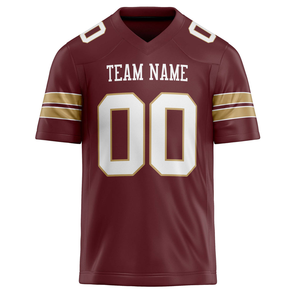 Personalized Burgundy & White Solid Colour Football Jersey