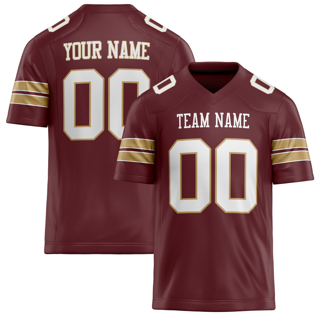 Personalized Burgundy White Solid Colour Football Jersey FT02240730BU067
