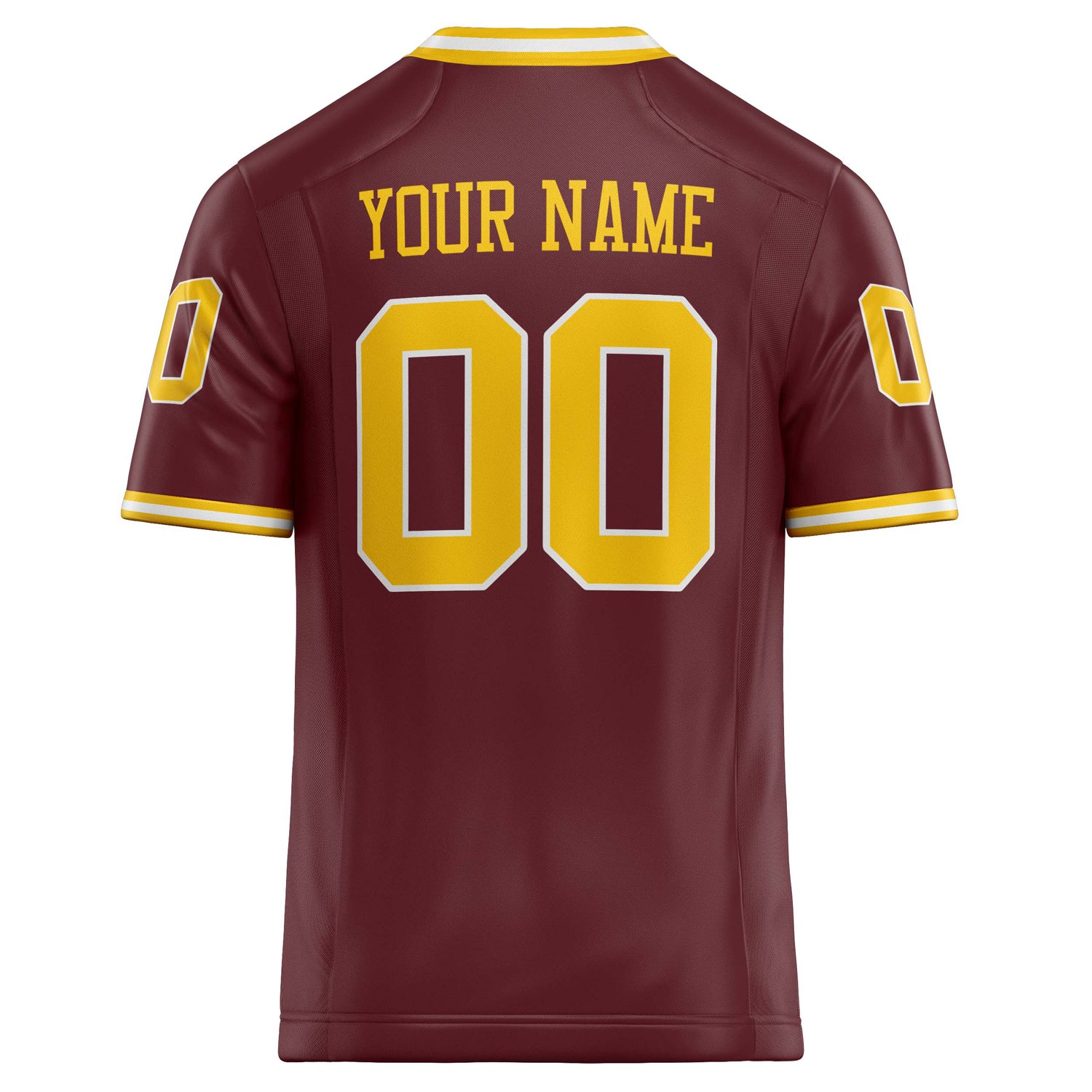Personalized Burgundy & gold Solid Colour Football Jersey