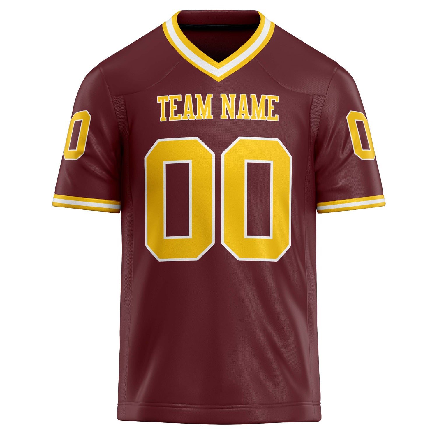 Personalized Burgundy & gold Solid Colour Football Jersey