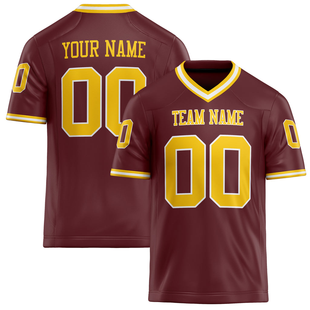 Personalized Burgundy gold Solid Colour Football Jersey FT02240730BU068