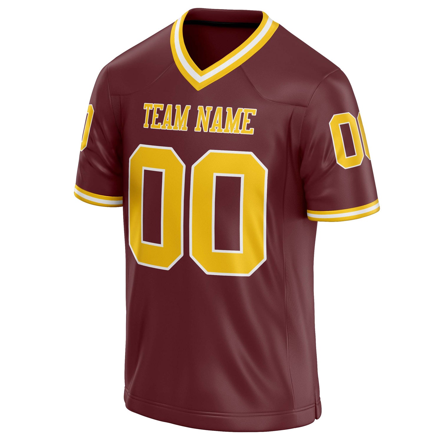 Personalized Burgundy & gold Solid Colour Football Jersey
