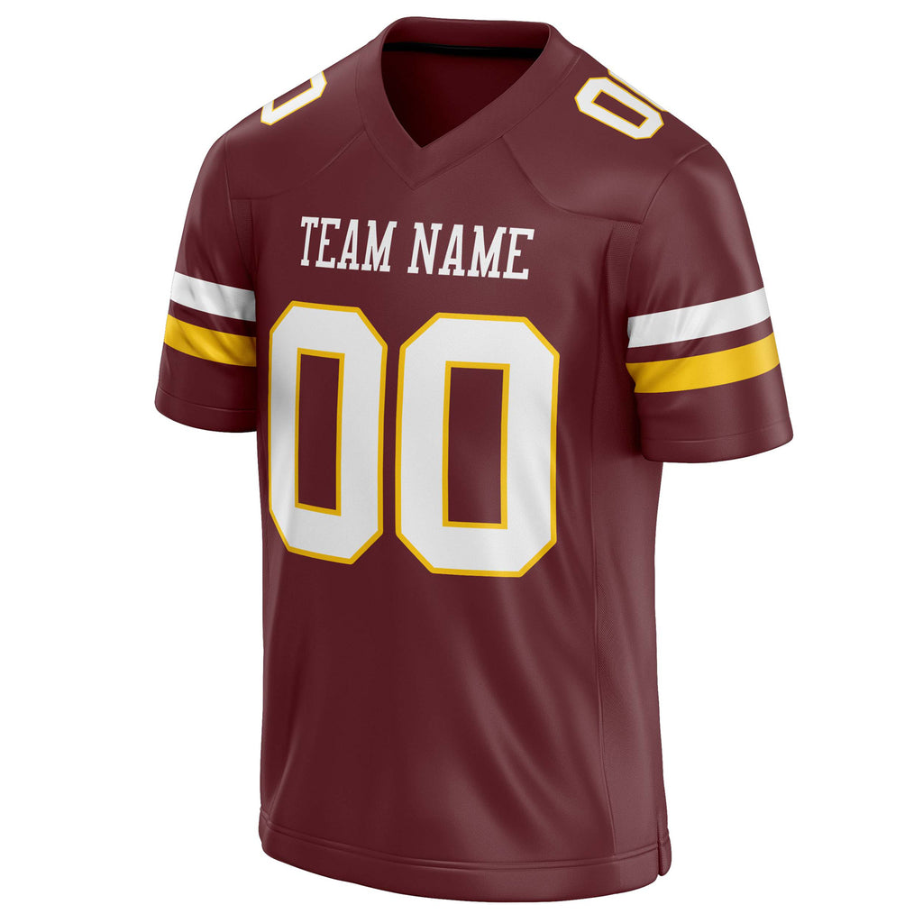 Personalized Burgundy & White Solid Colour Football Jersey