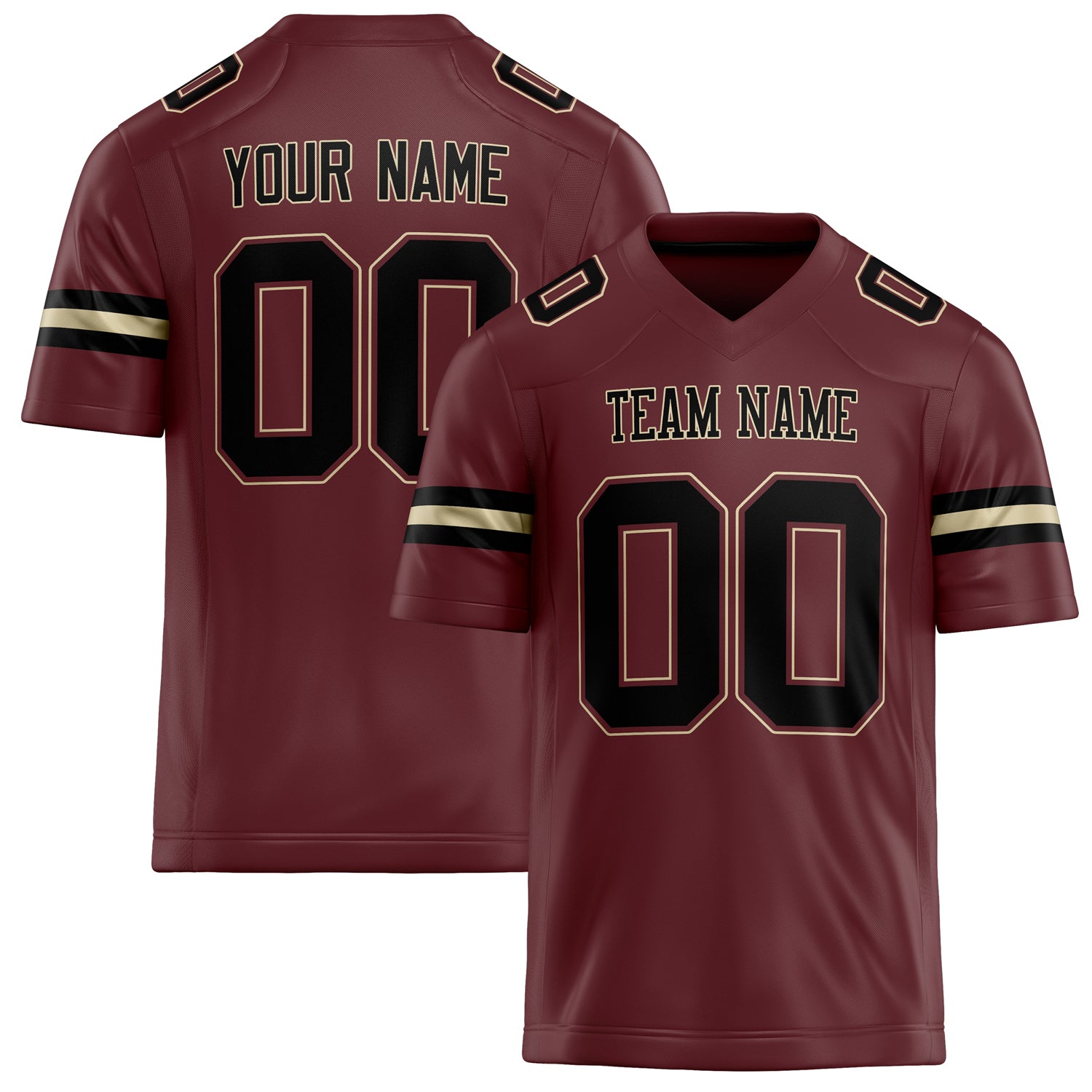 Personalized Burgundy Black Solid Colour Football Jersey FT02240730BU071