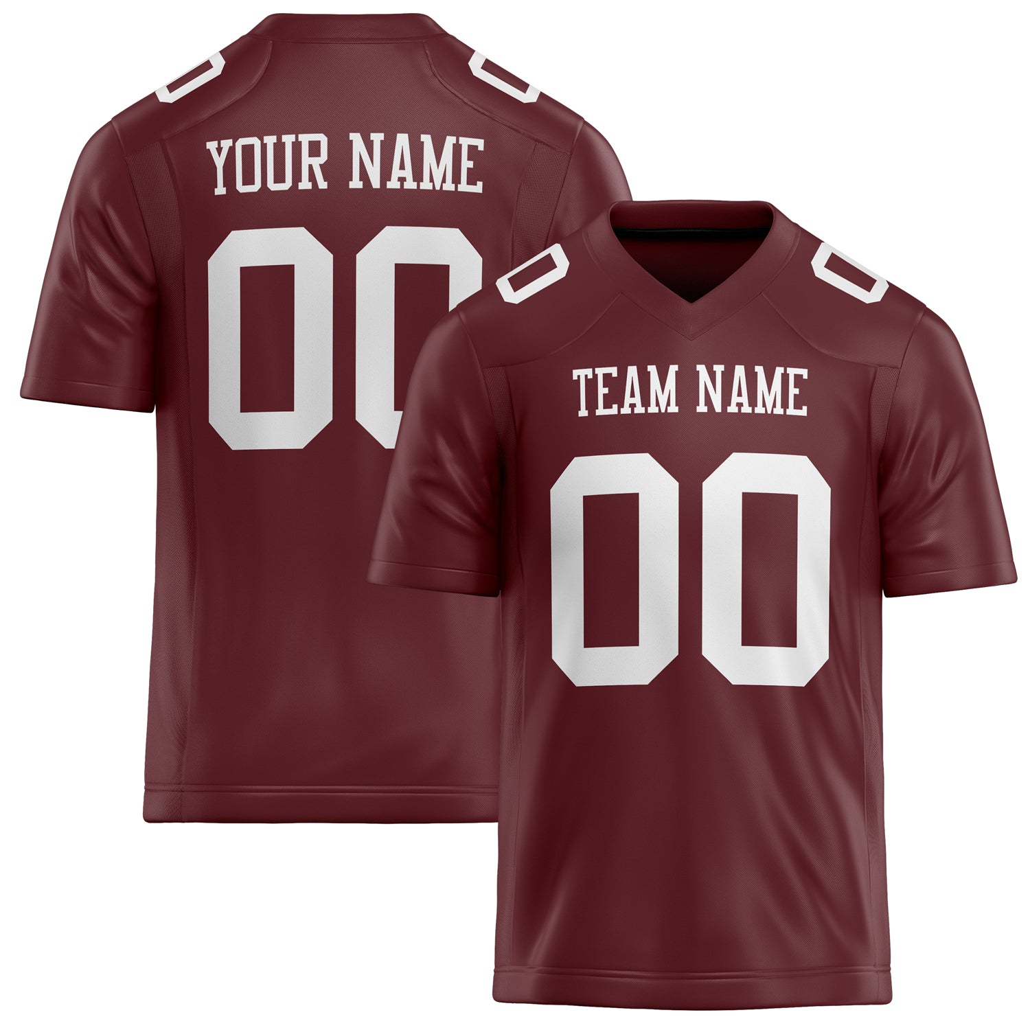 Personalized Burgundy White Solid Colour Football Jersey FT02240730BU072