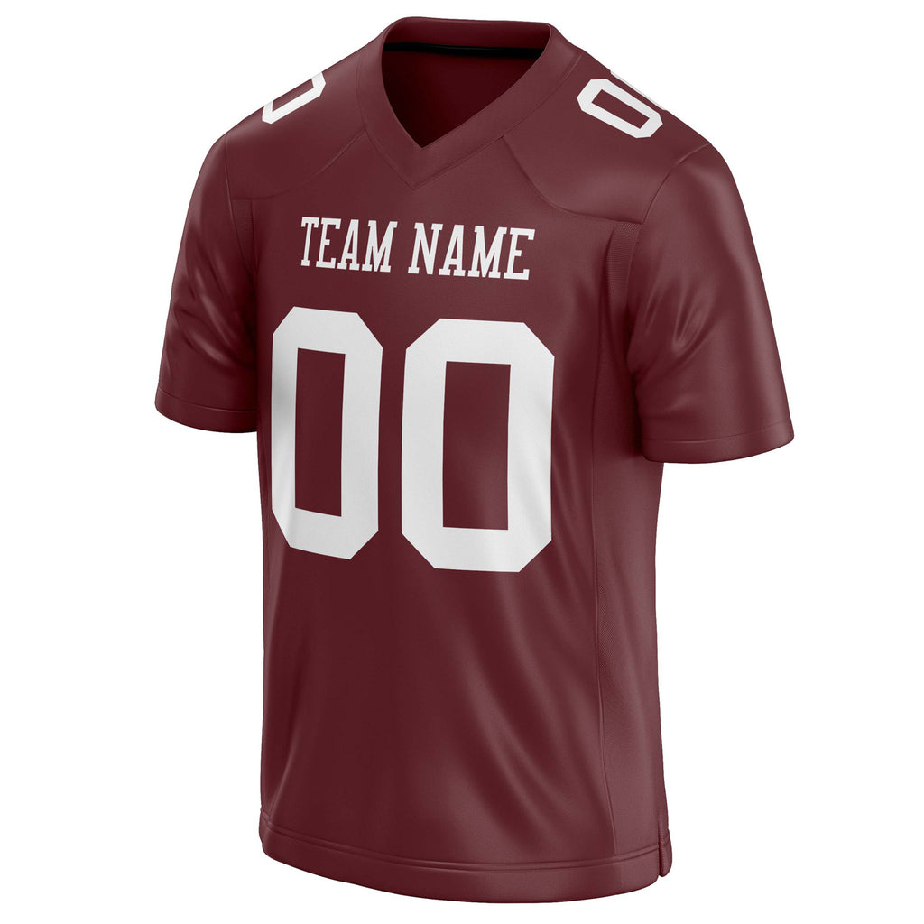 Personalized Burgundy & White Solid Colour Football Jersey