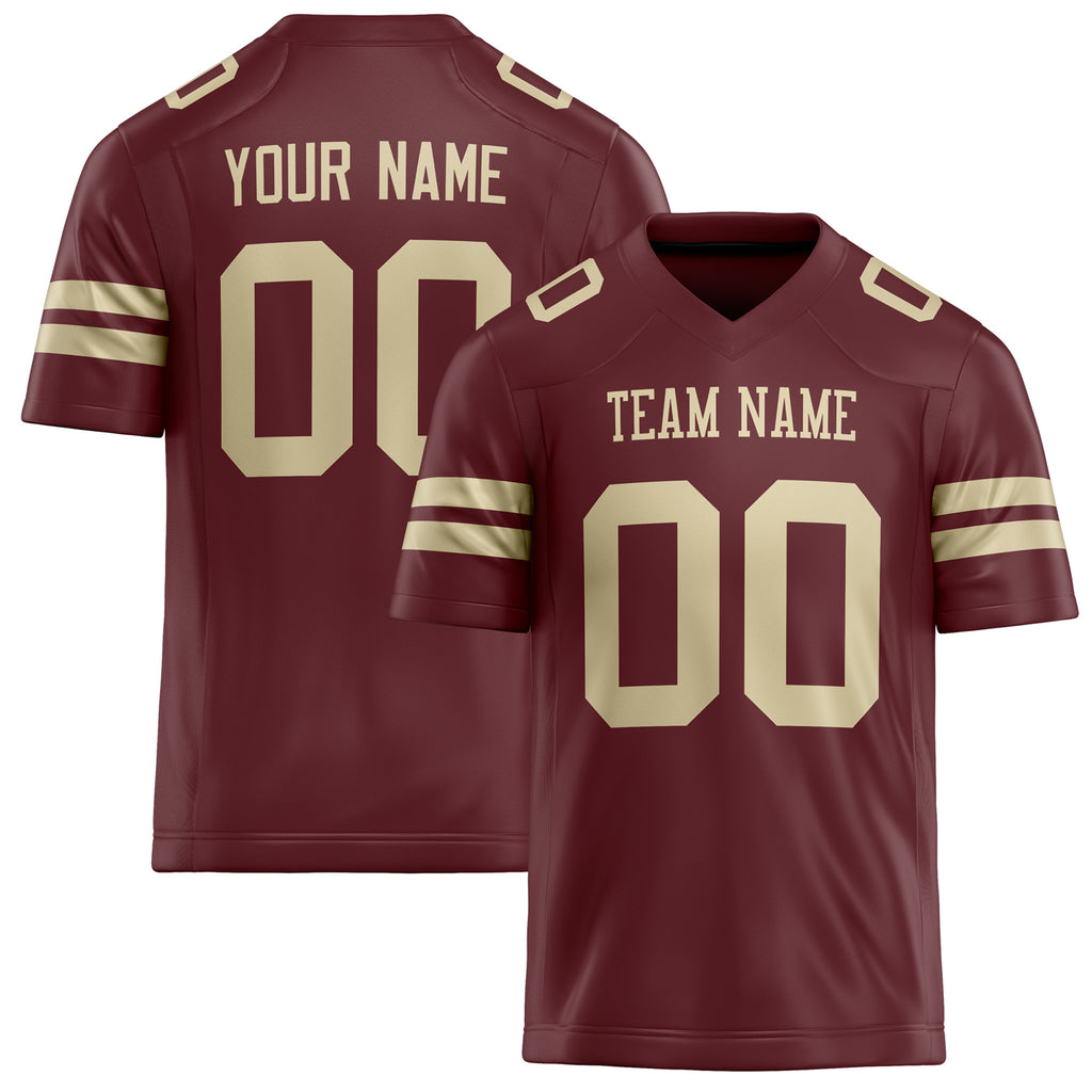 Personalized Burgundy cream Solid Colour Football Jersey FT02240730BU073