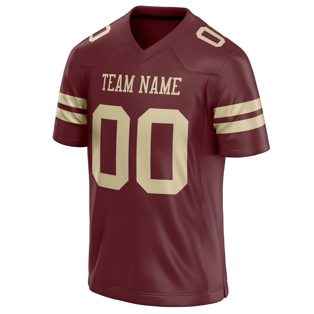 Personalized Burgundy & cream Solid Colour Football Jersey