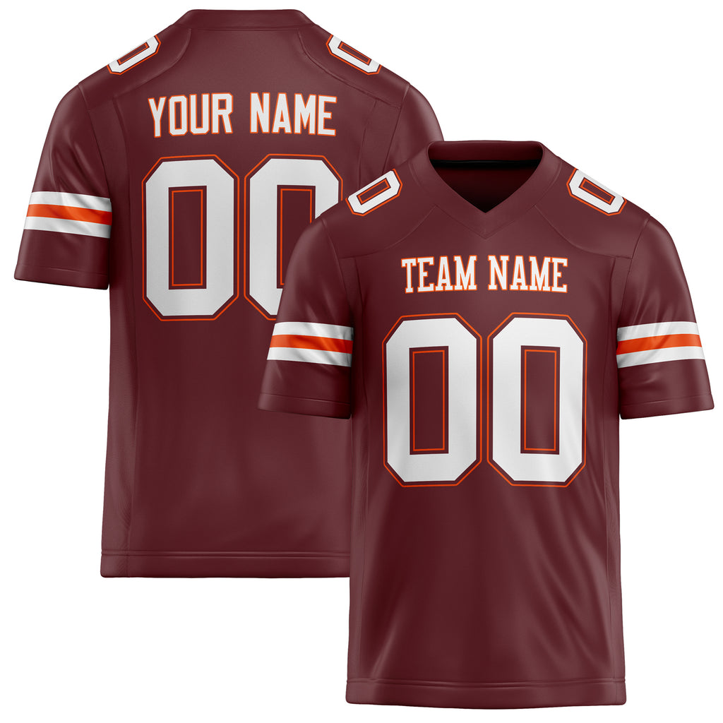 Personalized Burgundy White Solid Colour Football Jersey FT02240730BU074
