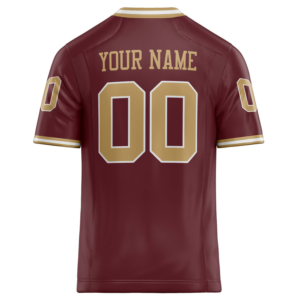 Personalized Burgundy & old gold Solid Colour Football Jersey