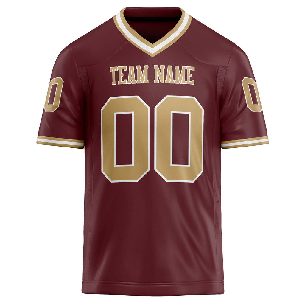 Personalized Burgundy & old gold Solid Colour Football Jersey