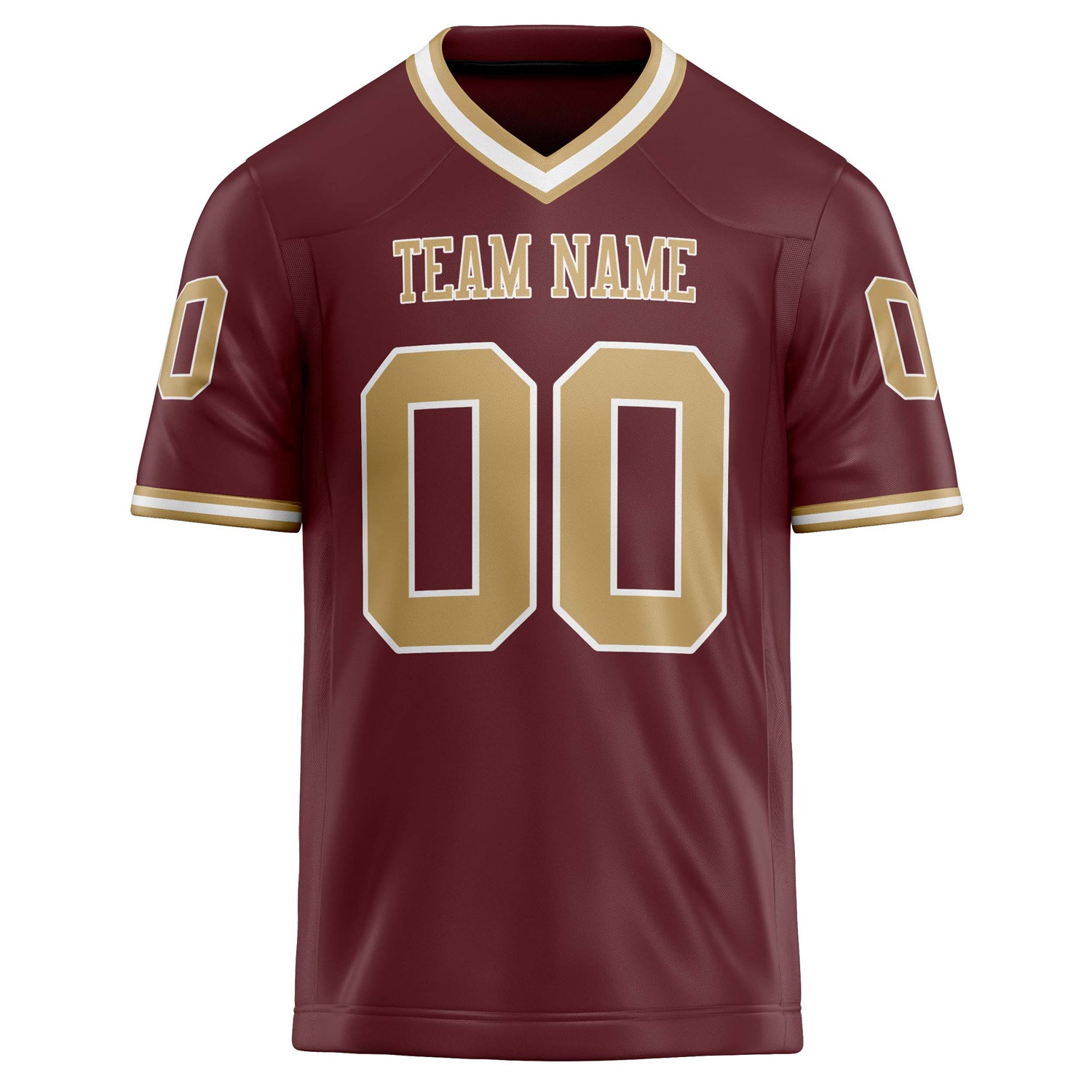 Personalized Burgundy & old gold Solid Colour Football Jersey