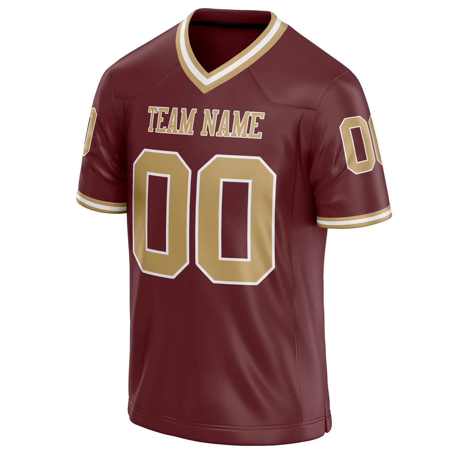 Personalized Burgundy & old gold Solid Colour Football Jersey