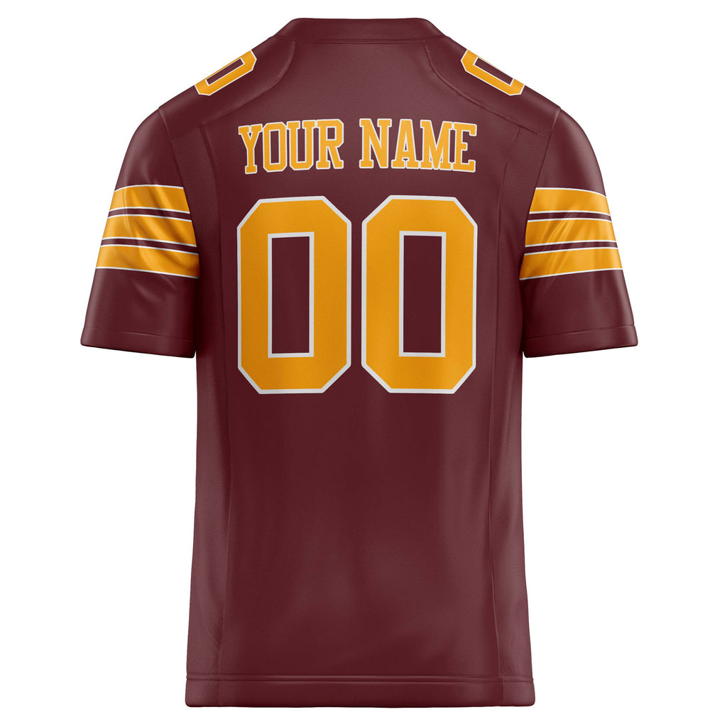 Personalized Burgundy & orange Solid Colour Football Jersey