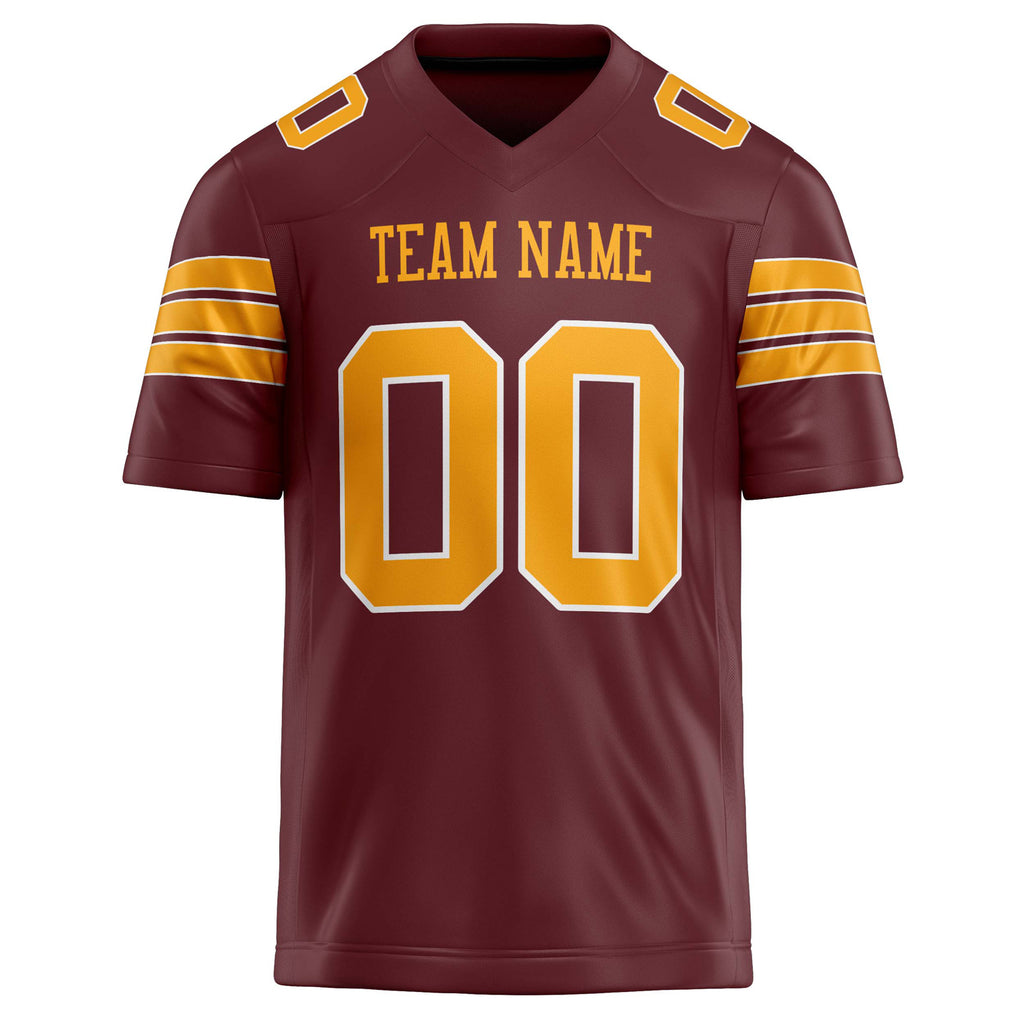 Personalized Burgundy & orange Solid Colour Football Jersey