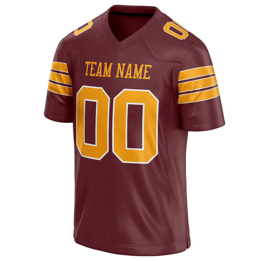 Personalized Burgundy & orange Solid Colour Football Jersey