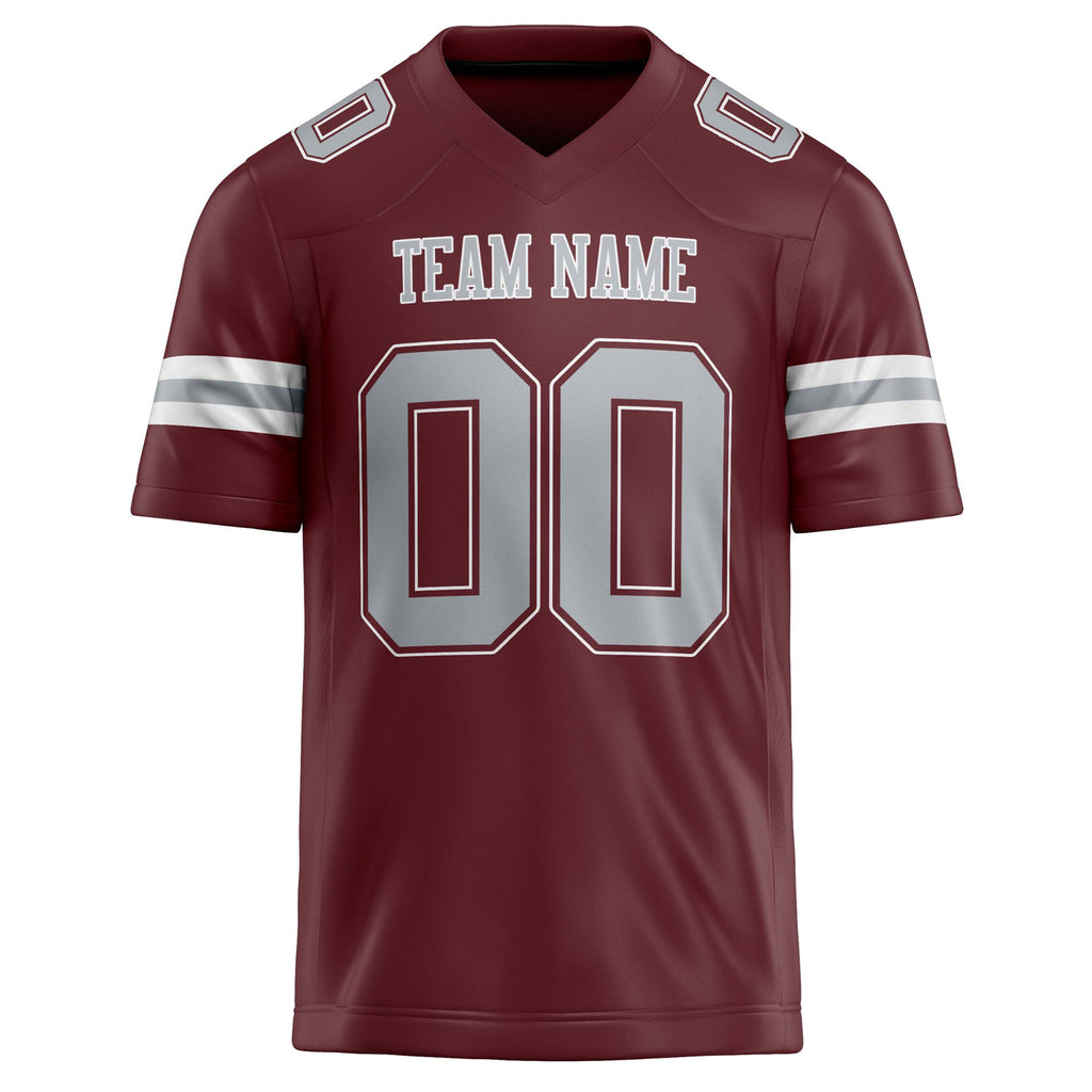 Personalized Burgundy & gray Solid Colour Football Jersey