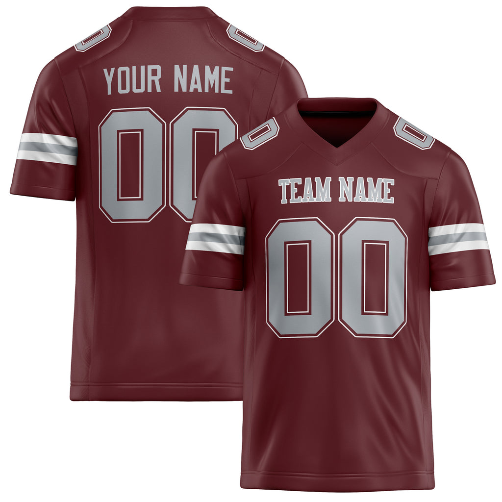 Personalized Burgundy gray Solid Colour Football Jersey FT02240730BU077