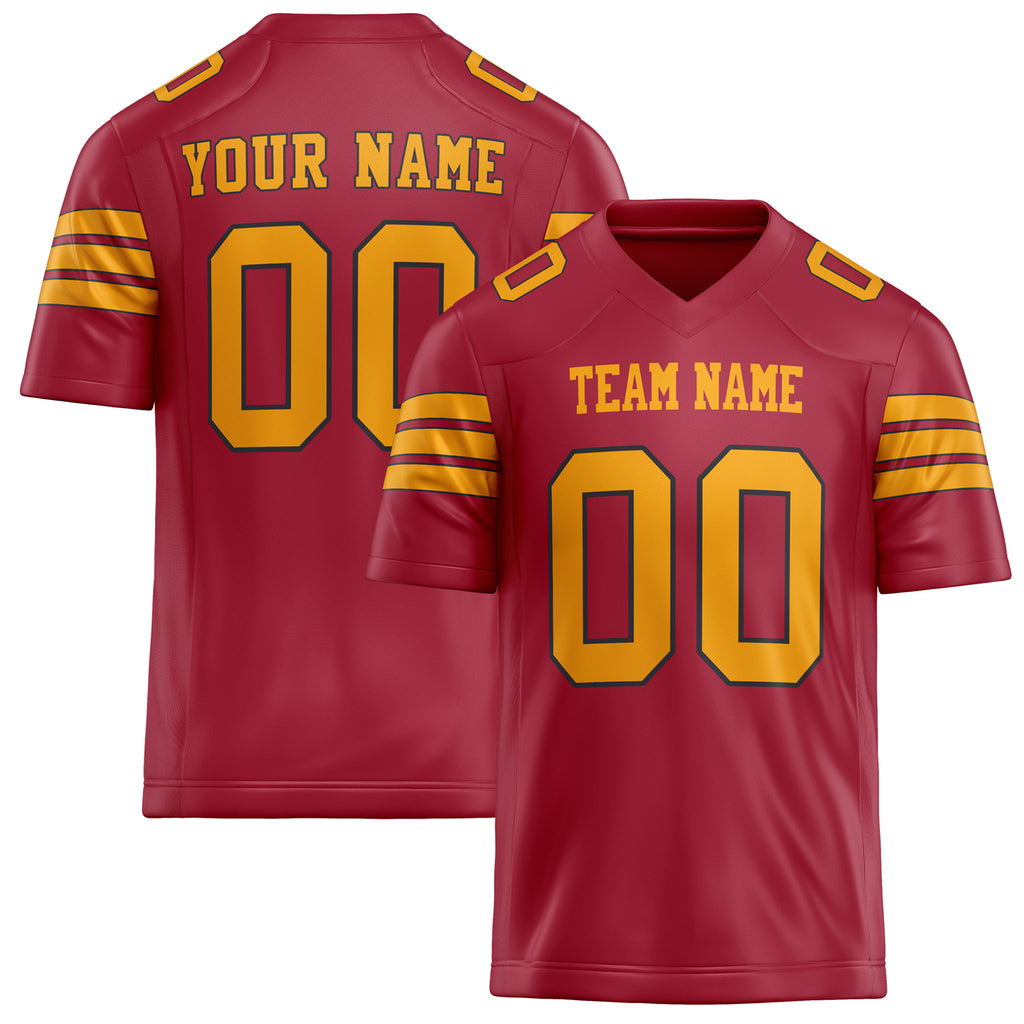 Personalized Cardinal gold Solid Colour Football Jersey FT02240730CA081