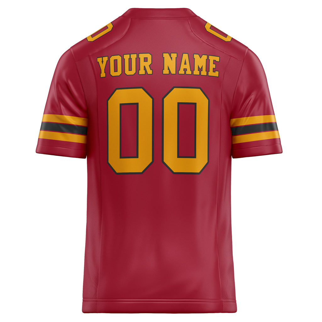 Personalized Cardinal & gold Solid Colour Football Jersey
