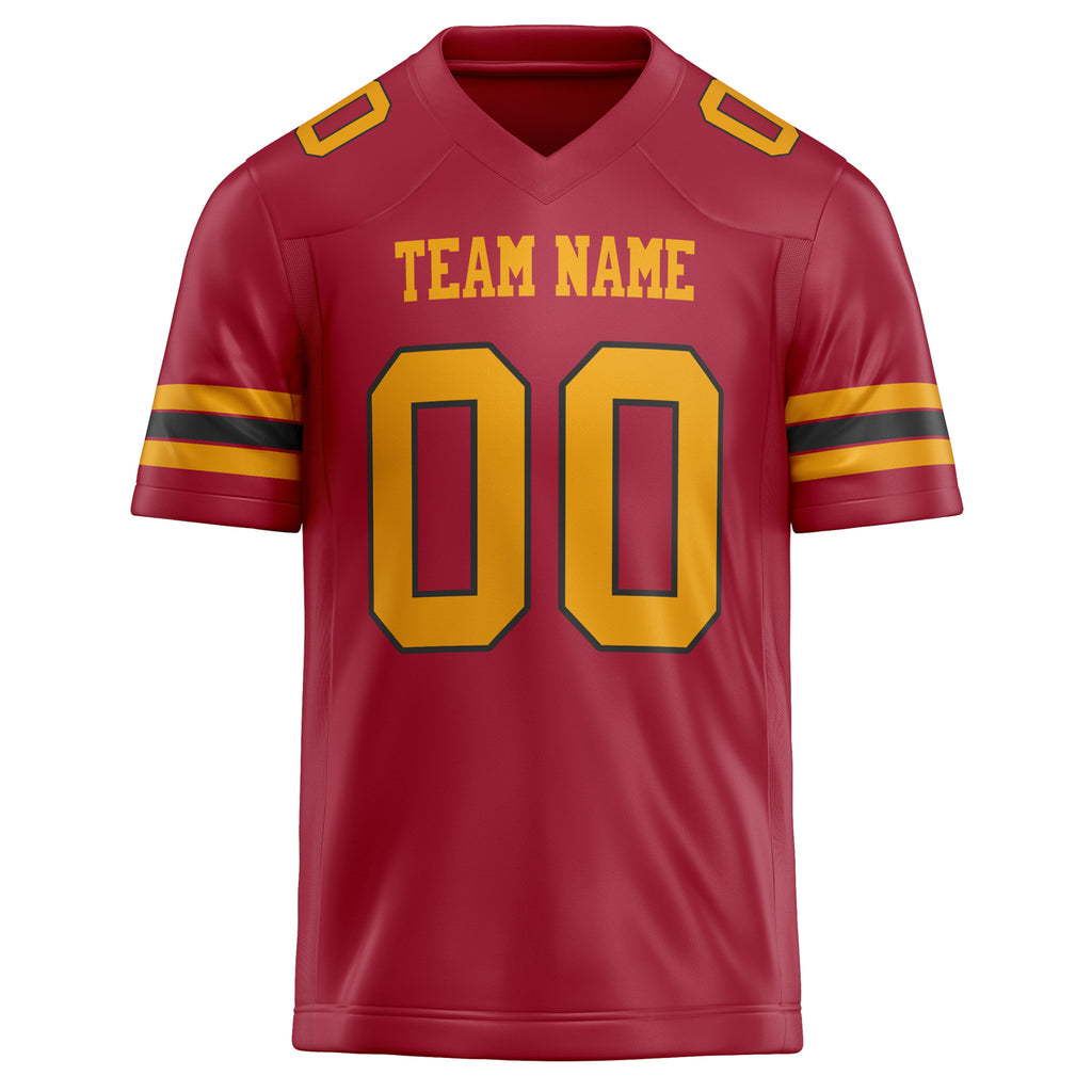 Personalized Cardinal & gold Solid Colour Football Jersey