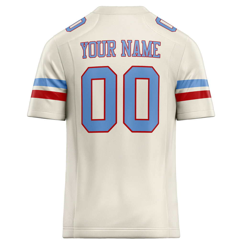Personalized Cream & light blue Solid Colour Football Jersey