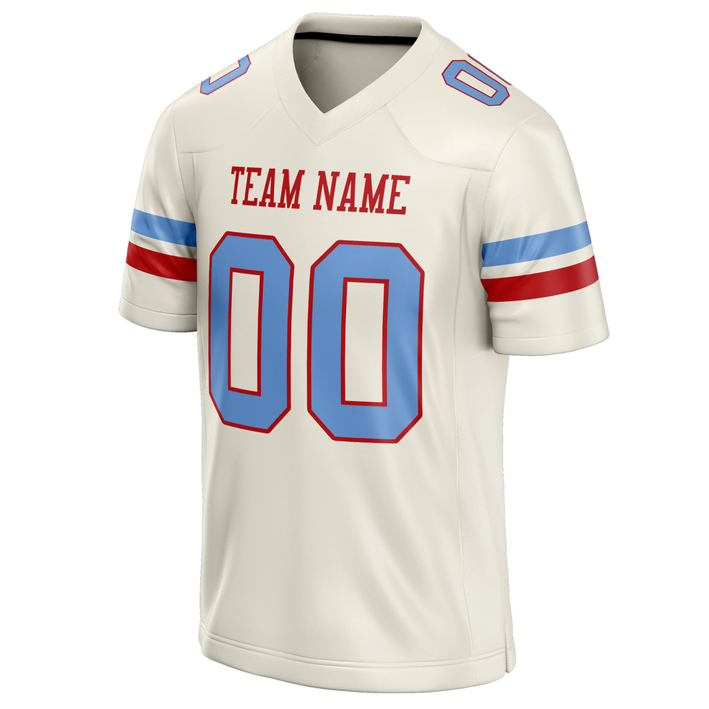 Personalized Cream & light blue Solid Colour Football Jersey