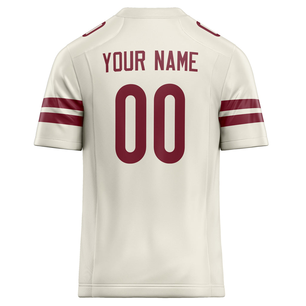 Personalized Cream & maroon Solid Colour Football Jersey