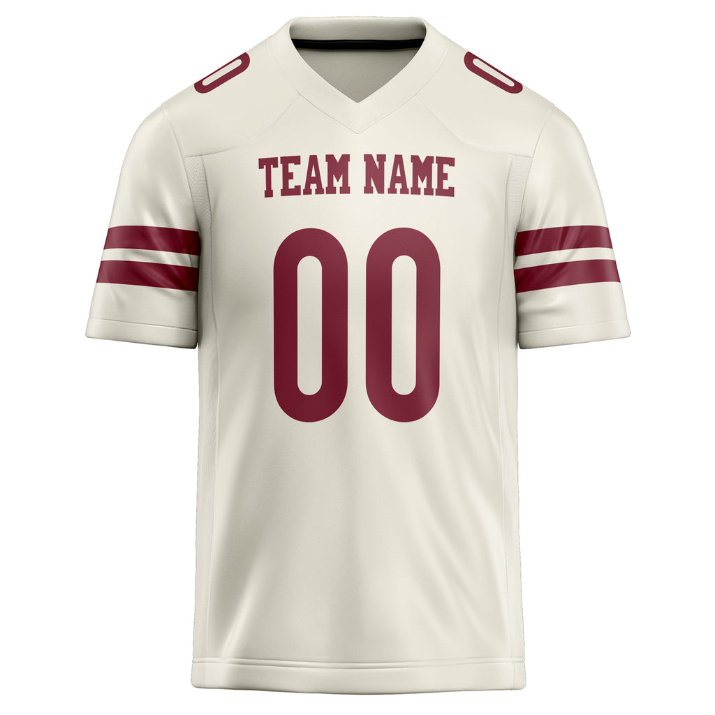 Personalized Cream & maroon Solid Colour Football Jersey