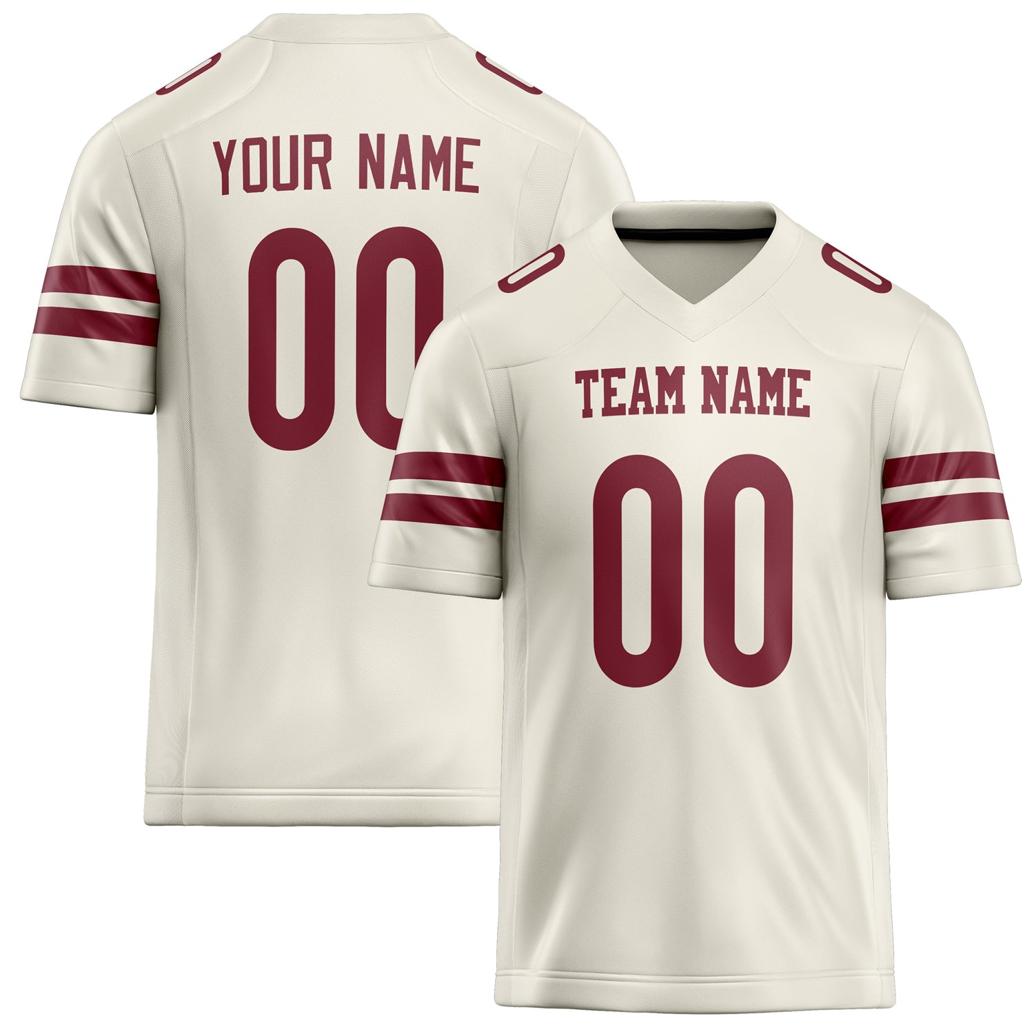 Personalized Cream maroon Solid Colour Football Jersey FT02240730CR091