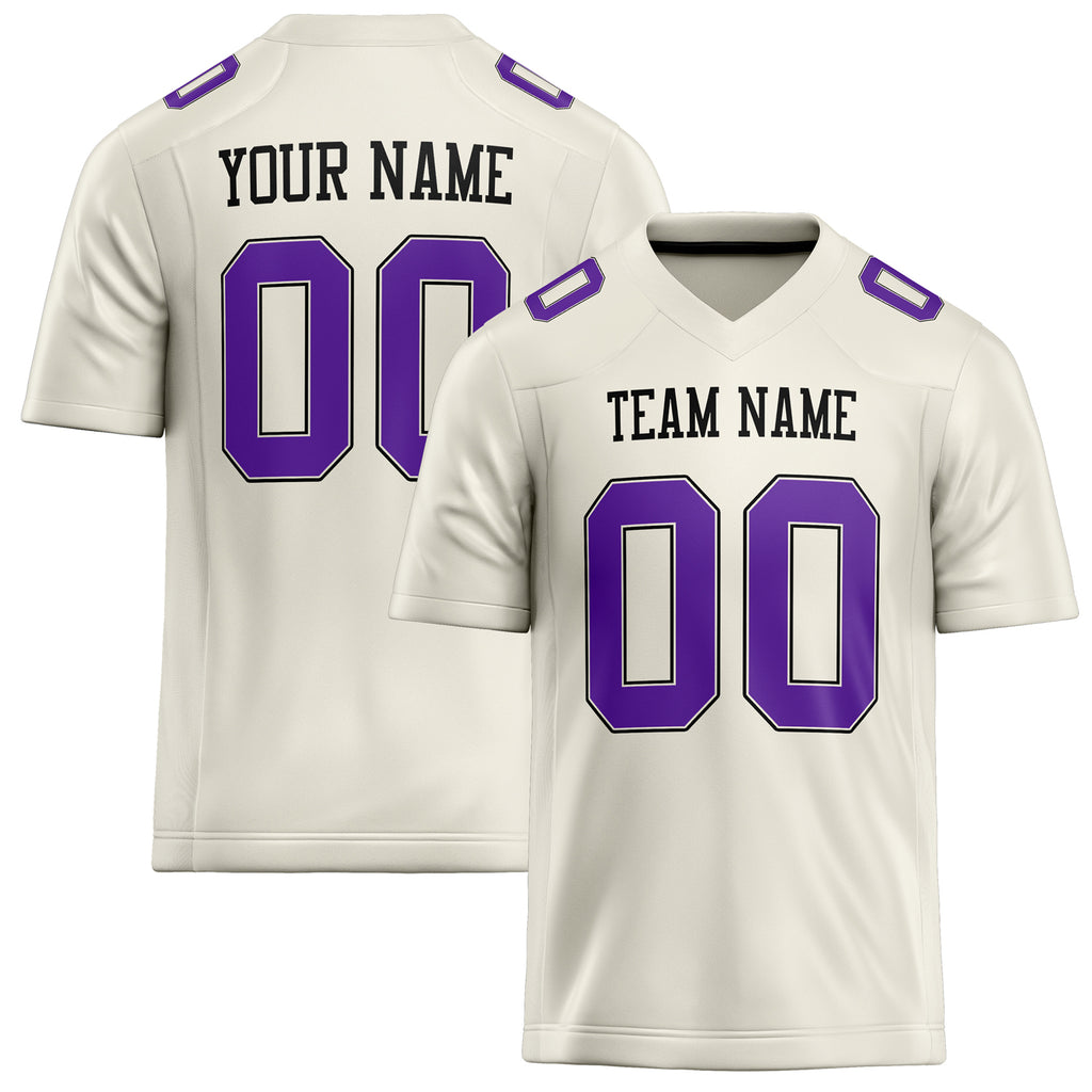 Personalized Cream Purple Solid Colour Football Jersey FT02240730CR093