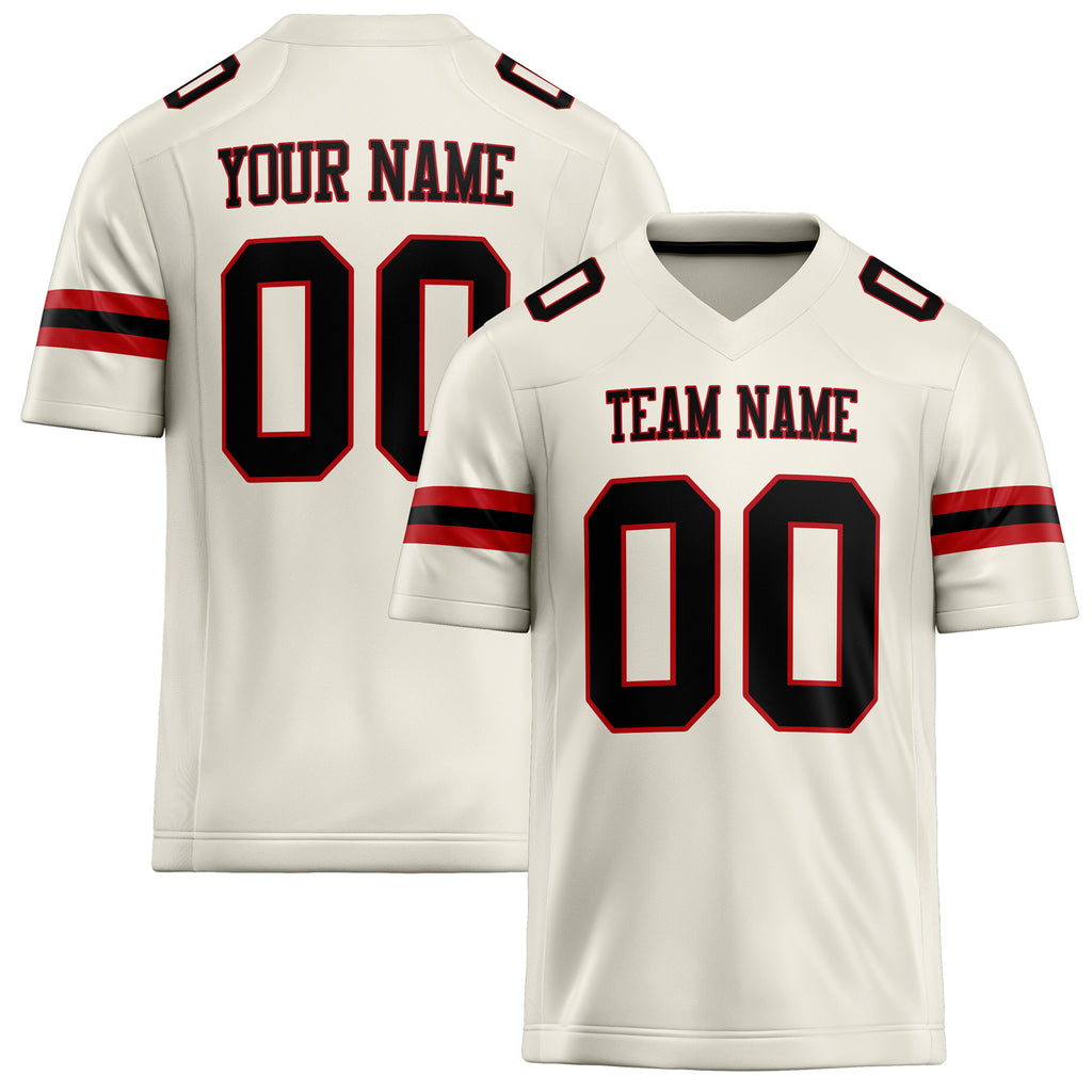 Personalized Cream Black Solid Colour Football Jersey FT02240730CR095