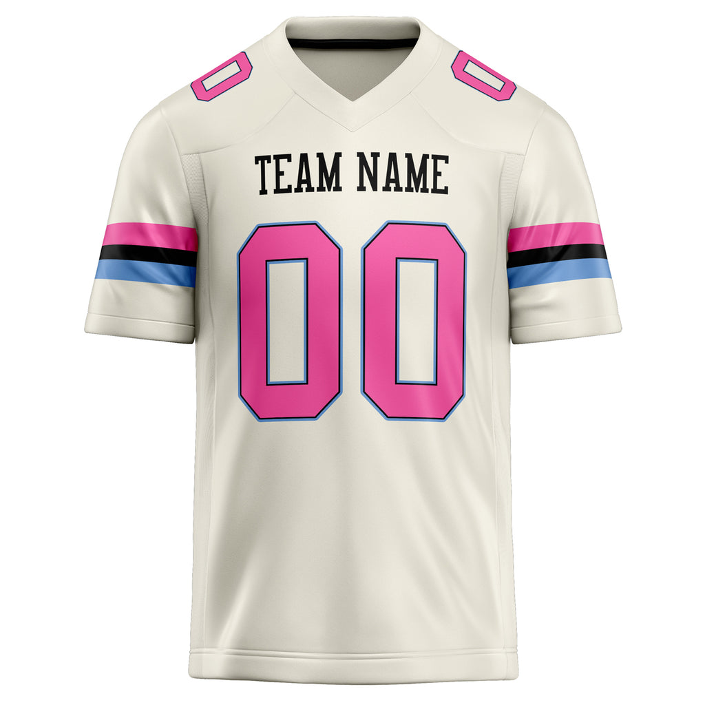 Personalized Cream & pink Solid Colour Football Jersey