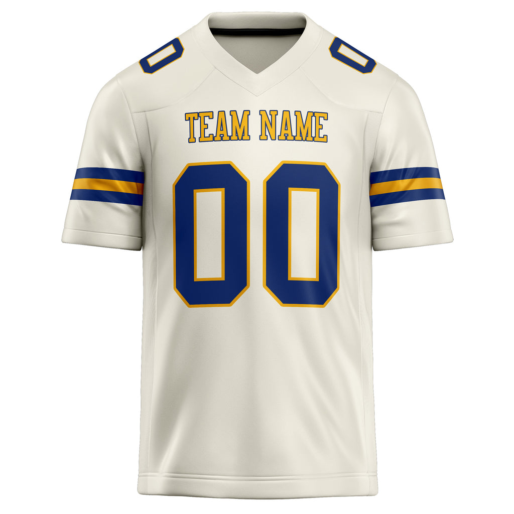 Personalized Cream & royal Solid Colour Football Jersey