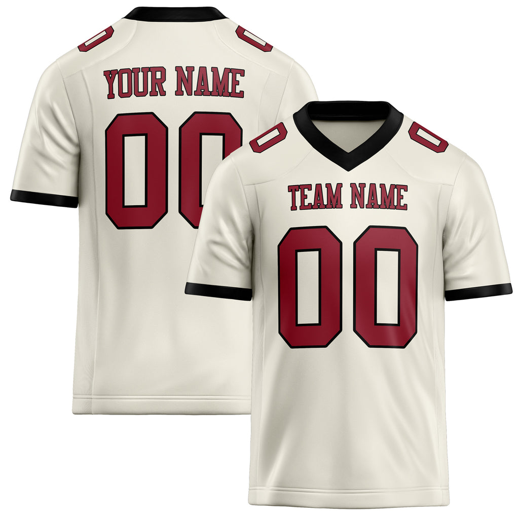 Personalized Cream maroon Solid Colour Football Jersey FT02240730CR099