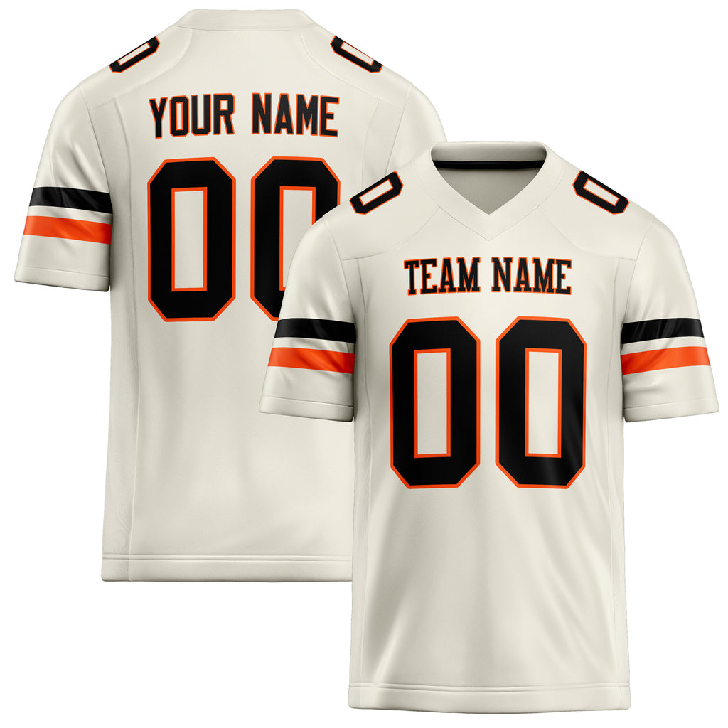 Personalized Cream Black Solid Colour Football Jersey FT02240730CR102